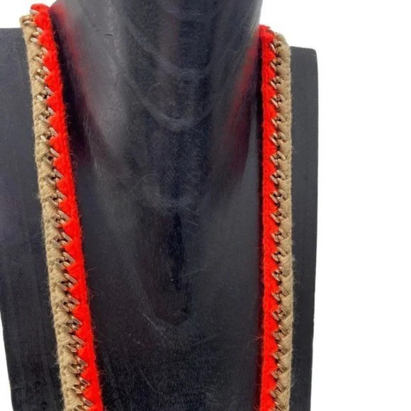 Bohemian Crochet Knit Long Gold Chain Necklace - Picture 2 of 3